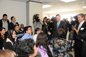 The Hon John Key takes a keen interest in LHF factory workers